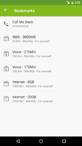 Ethio Telecom App Screen 3