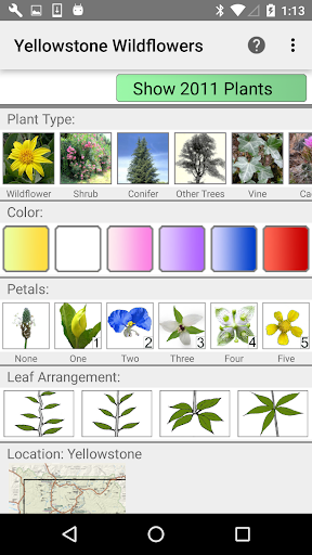 Android application Yellowstone Wildflowers screenshort