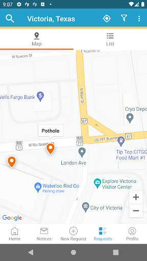 Screenshot of Victoria, Texas 311