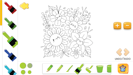 Flowers Coloring Green Drawing