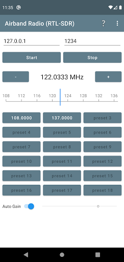 Android application Airband Radio (RTL-SDR) screenshort