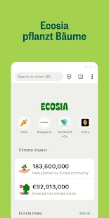Ecosia. Nachhaltiger Browser Screenshot