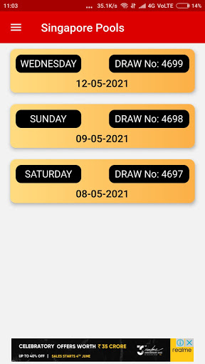 Singapore Pools 4D Live Screen 2