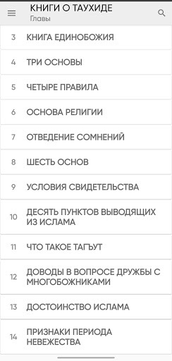 Android application СБОРНИК КНИГ О ТАУХИДЕ И АКИДЕ screenshort