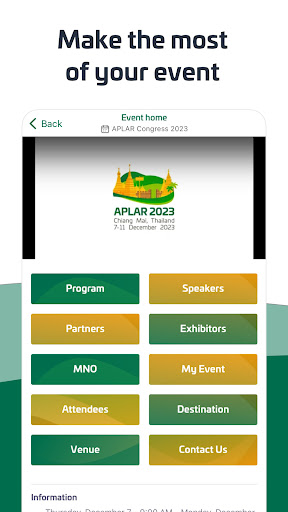 APLAR 2023 - Event App Screen 2