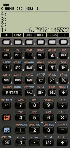 Android application 48sx, a vintage RPN calculator screenshort