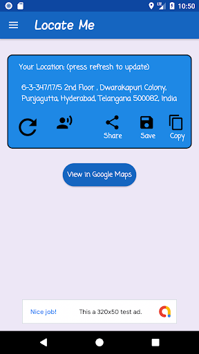 Android application Locate Me screenshort