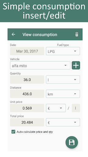 Fuel Consumptions Screen 2