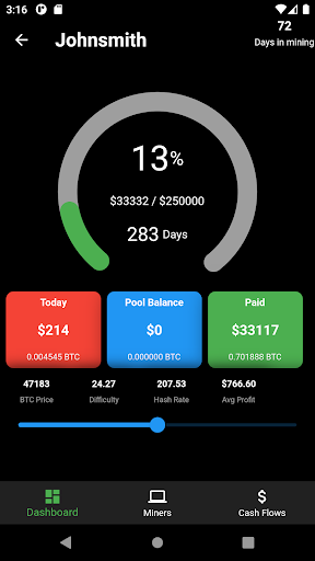 Android application F2Pool ROI screenshort