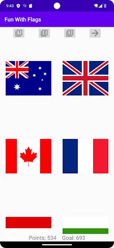 Android application Flags Game screenshort
