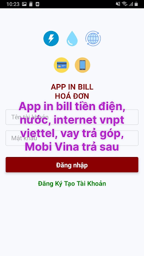 Android application Thu Cước Và In Điện Nước screenshort