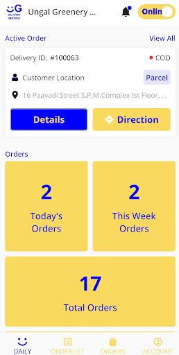 Android application Ungal Greenery deliverypartner screenshort