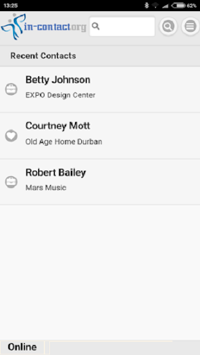 Android application in-contact.org screenshort