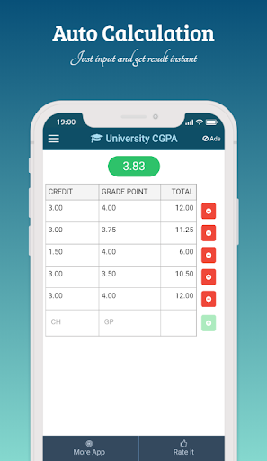 University CGPA Calculator Screen 2