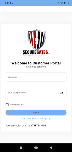 Securegates Client App Screen 2