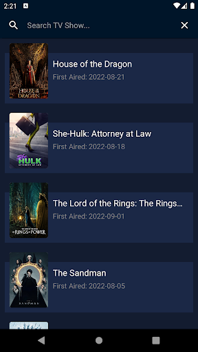 Android application TV Tracker screenshort