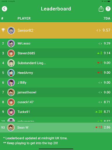 Screenshot of QuizSwipe Football
