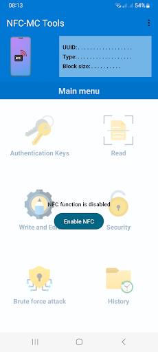 Android application NFC-MC Tools screenshort