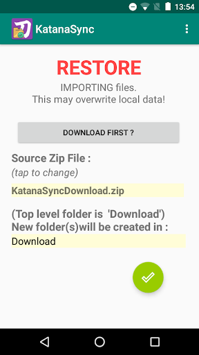 KatanaSync Backup & Restore Screen 3