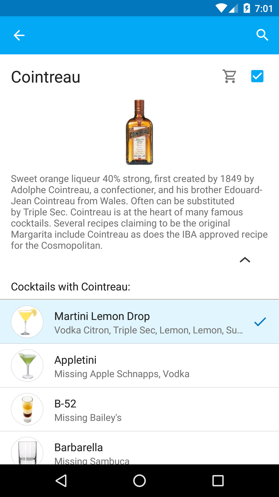 Android application My Cocktail Bar Pro screenshort