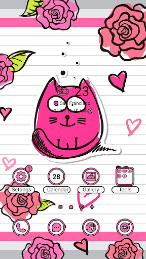 Cute Doodle Cat - Wallpaper Screen 2