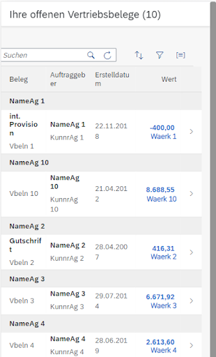 Android application Vertriebsbelegfreigabe screenshort
