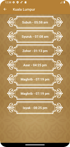 Android application Azan Malaysia Automatik screenshort