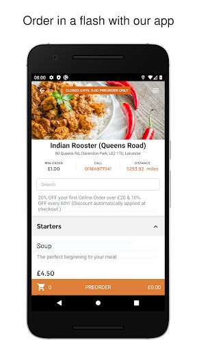 Android application Indian Rooster (Queens Road) screenshort