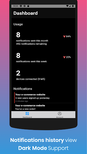 Push: custom notifications Screen 2