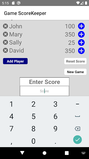 Game ScoreKeeper Screen 2