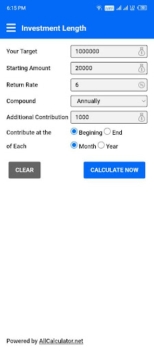 Investment Calculator Screen 2