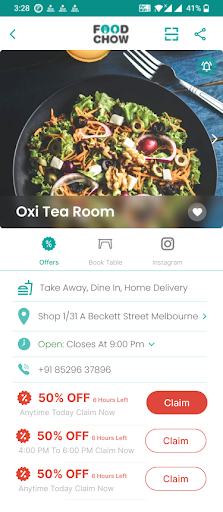 Android application FoodChow - Real Time Offers screenshort