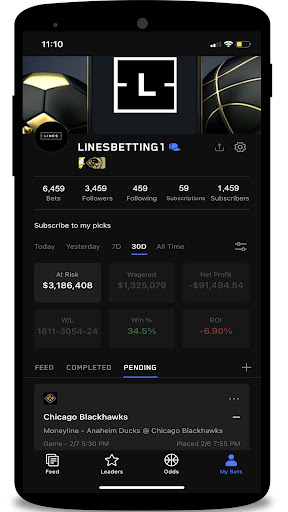 Android application Lines Social Sports Betting screenshort