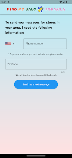 FindMyBabyFormula.com Screen 3