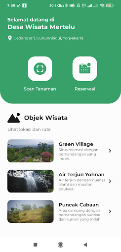Android application Desa Wisata Mertelu screenshort