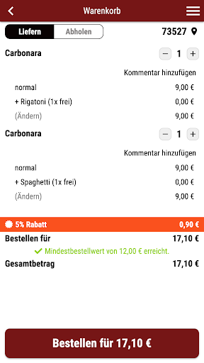 Prima Pizza Screen 2