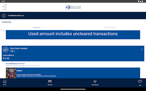 Screenshot of Diners Club South Africa