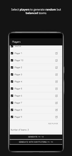 Android application Simple Team Generator screenshort