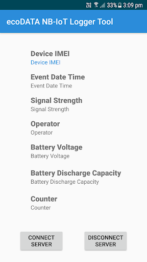 Android application ecoDATA NB-IoT Logger Tool screenshort