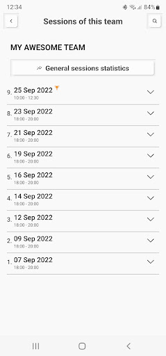 Android application NS Team Attendance screenshort