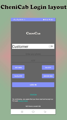 Android application CheniCab screenshort