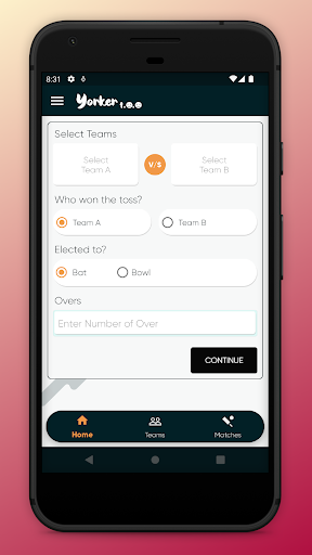 Cricket Scoring App - Yorker Screen 2