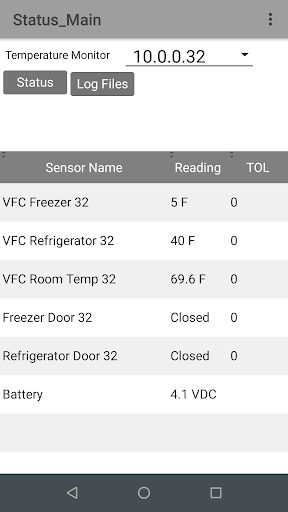 Android application VM605E Status screenshort
