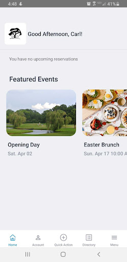 Huntsville Country Club Member Screen 2