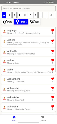 Hindu Baby Names Screen 2