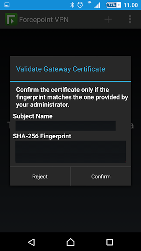 Forcepoint SSL VPN Client Screen 3