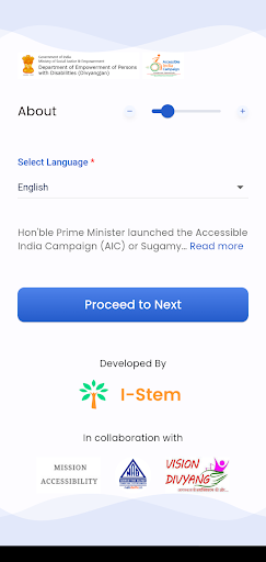 Android application Sugamya Bharat App screenshort