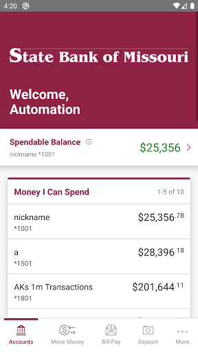 State Bank of Missouri Mobile Screen 3