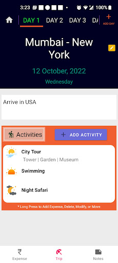 Trip Planner & Expense Tracker Screen 3