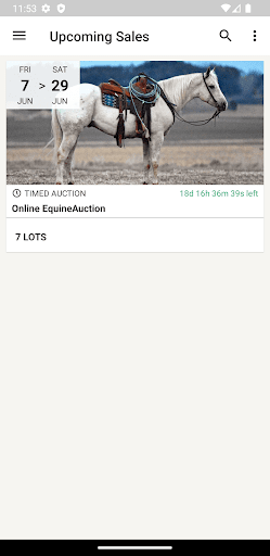 Android application EquineAuction screenshort
